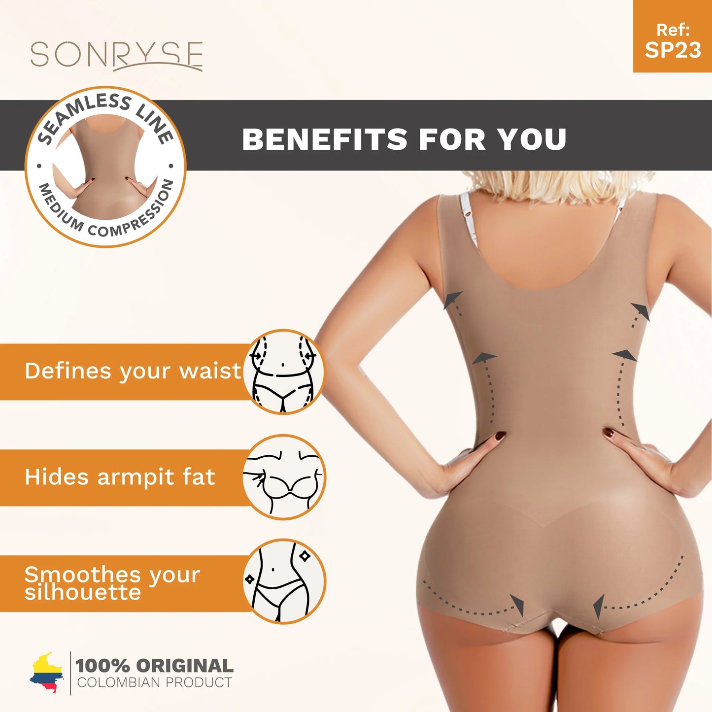 SONRYSE SP23NC | OPEN BUST DAILY USE BODYSUIT TUMMY CONTROL FOR WOMEN | ULTRA LIGHT MICROFIBER